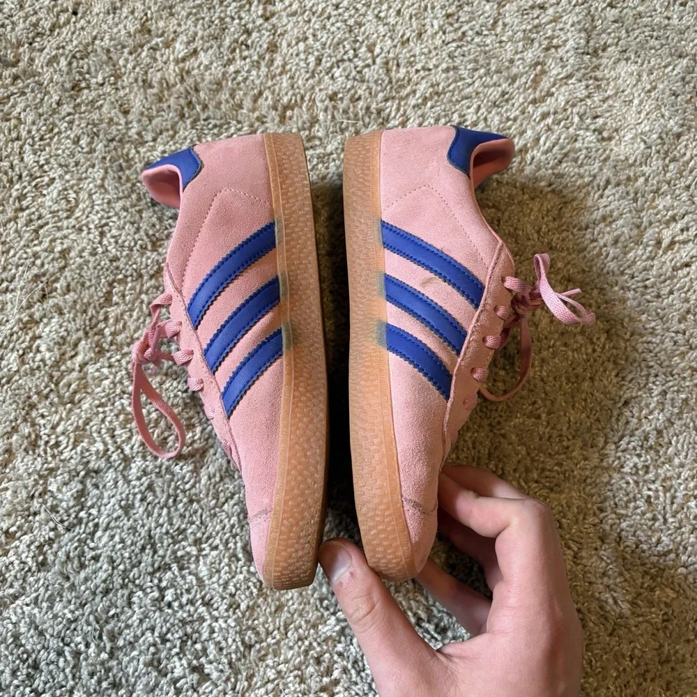 Adidas Gazelle J Sneakers Suede Pink Blue Girls Size 4 Gently Used World Cup